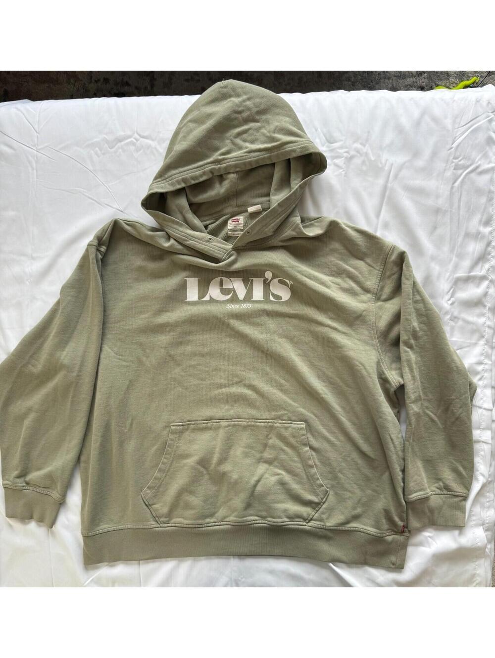 Levi’s‎ Relaxed Hoodie Mens XXL Green Pullover Sweatshirt Logo Casual Streetwear